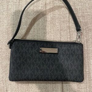 Michael Kors Black Logo-Print Wristlet Clutch